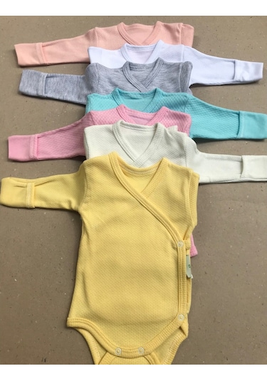 Özdemirlitekstil Bebelino Kız Bebek Çıtçıtlı Badi Kruvaze (7'Li Paket) Çok Renkli