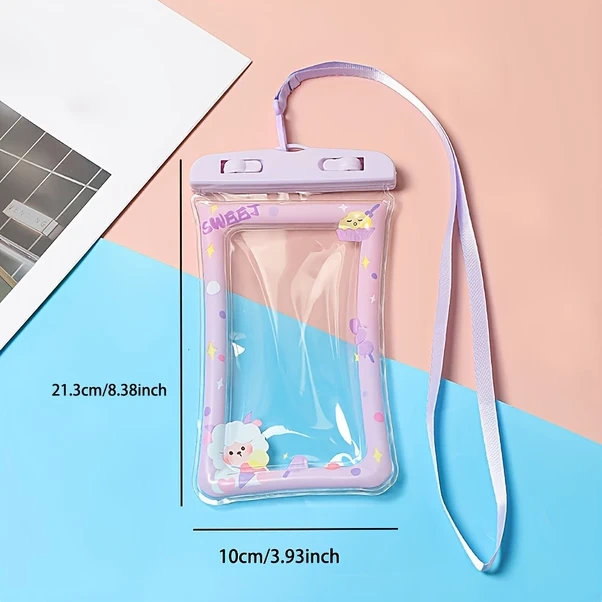 Fochsia Mavi Su Geçirmez Telefon Kılıfı Balonlu Dokunmatik Uyumlu Yüzme Dalış