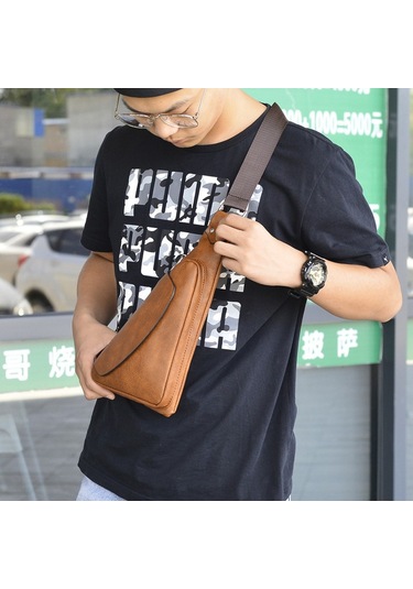 Erkekler İçin Şık Ve Pratik Göğüs Çantası - Hafif Ve Konforlu Günlük Sırt Çantası Modelleri Kahverengi