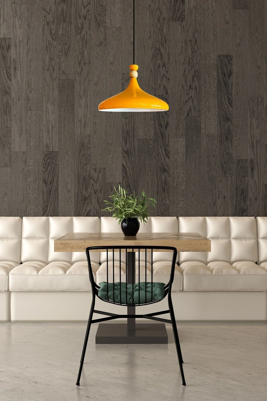 Sarı Ahşap Şapka Tekli Avize Sarkıt Salon Mutfak Cafe Butik Lamba Aydınlatma Avizeler SARI