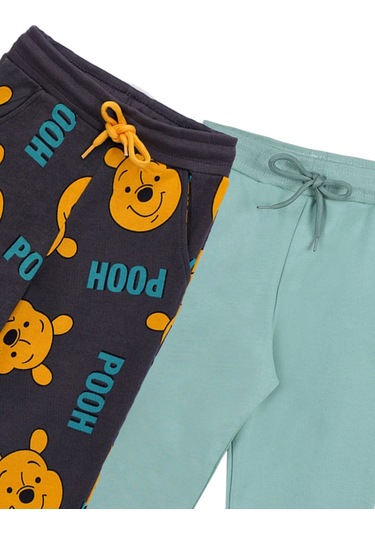 Zuzunga 2'li Basic Şardonlu 2 İplik Eşofman Set Winnie The Pooh - Suyeşili Antrasit