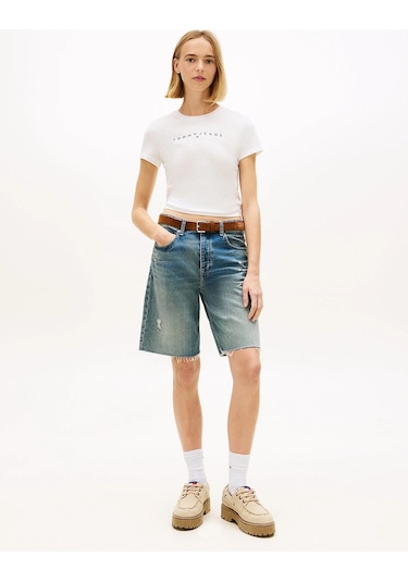 Tommy Jeans Kadın Tişört-dw0dw18398 White