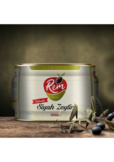 Rem Zeytin Sofralık Siyah Zeytin Teneke 1500 G