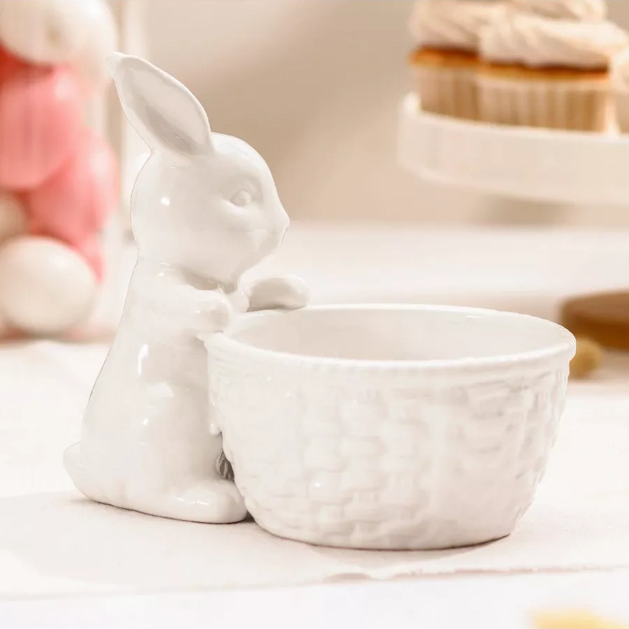 Dolana Beyaz Tatlı Şekilli 500 Ml "tavşan" Şekerlik, Dolomit 173231569 Beyaz