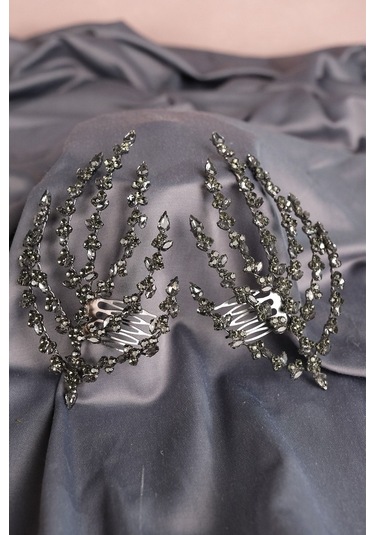 FdayAksesuar En Güzel Gelinlere Özel Çift Tarak Tokalı Taşlı Gelin Kına Saç Aksesuarı FRDY31653