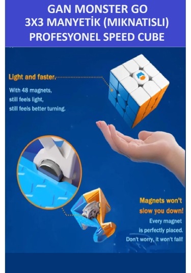 Mg356 M 3x3 Mıknatıslı Manyetik Zeka Küpü - Profesyonel Speed Cube - Sabır Küpü -