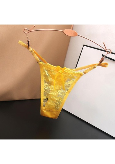 Sarı Hottie Ayarlanabilir Ince Kayış Thongs Düşük Bel Şeffaf Dantel Külot G-string Külot Kadın İç Çamaşırı Sarı Sarı Hottie Ayarlanabilir Ince Kayış Thongs Düşük Bel Şeffaf Dantel Külot G-string Külot Kadın İç Çamaşırı Sarı