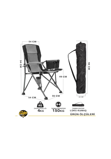 FUNKY CHAIRS River Side Katlanabilir Kamp Sandalyesi-Gri