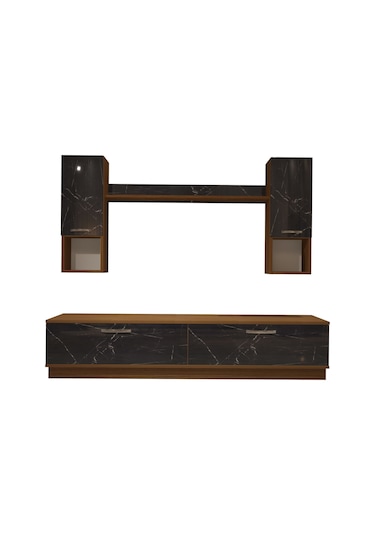 Decoraktiv Eko 5dab Mdf Std Tv Ünitesi Tv Sehpası Ceviz - Siyah Mermer