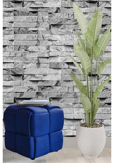 Most Spiral Kare Puf 19 Lacivert Kadife Kumaş Evinize Teslim