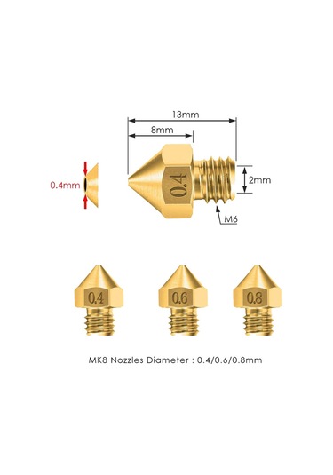 Sointeresting Mk8 3d Yazıcı Nozulları, Ender3 Nozul Temizleme Kitleri 3d Yazıcı Nozul Bakım Kiti 3d Yazıcı Araçları