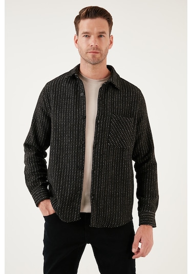 Buratti Desenli Cepli Regular Fit Uzun Kollu Kışlık Erkek Gömlek Cf24W127187 Siyah-Haki Buratti Desenli Cepli Regular Fit Uzun Kollu Kışlık Erkek Gömlek Cf24W127187 Siyah-Haki