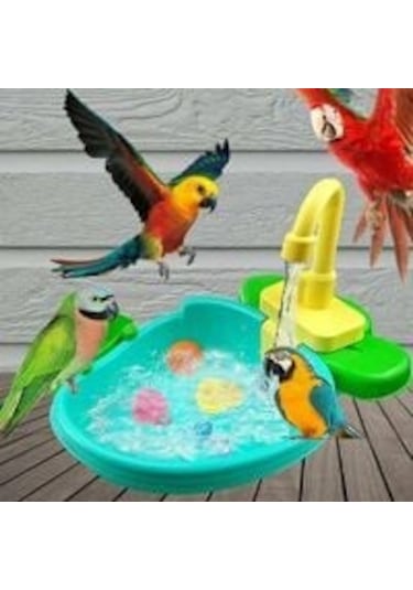 1 Adet Otomatik Papağan Küvet Yüzme Havuzu Musluğu Papağan Çok Renkli