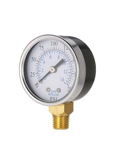 Kosona 50mm 1/4" Npt Hidrolik Manometre, 0-200psi/0-14bar Çift Ölçekli İğne, Sabit Performanslı, Yan/arka Montaj Opsiyonu Ts-50-14