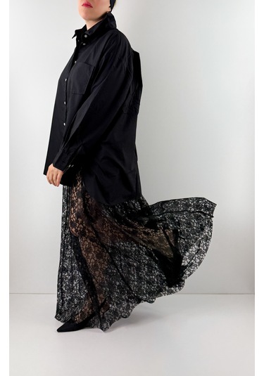 Modaonna Siyah Dantel Maxi Etek Siyah