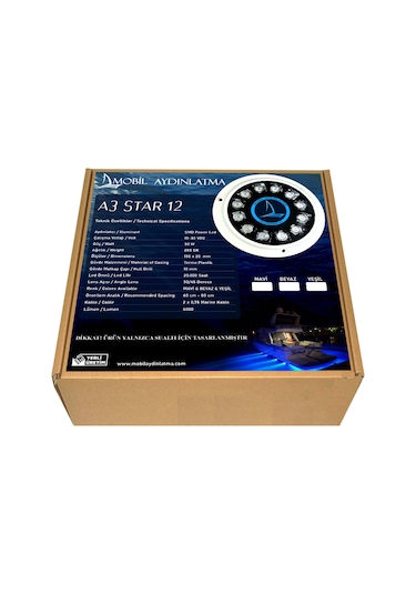 A3 Star 12 Ledli Sualtı Aydınlatması 12-24 Volt Mavi