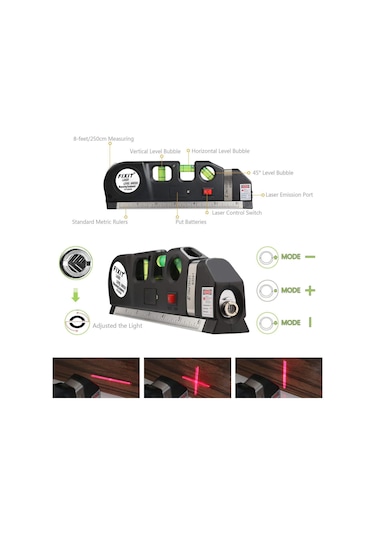 Moveevo Manyetikli Enstrüman: 8ft Lazer Seviye Çizgici - Dikey/yatay Işık, Metrik Ve Standart Ölçü, Duvar Dekorasyonu İçin Doğru Hizalama