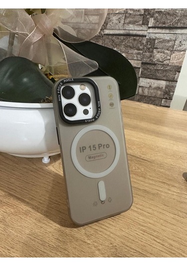 15 Pro Magsafe Destekli Kenar Korumalı Slikon Kılıf Gri
