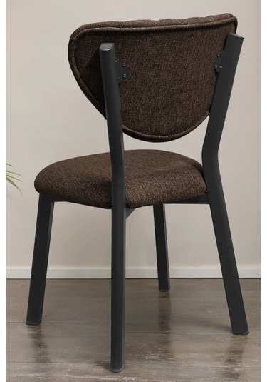 Nemeron Mutfak Masa Sandalyesi Kafe Restoran Yemek Odası Çizgili Yarmalı Sandalye Silinebilir - Yeşil Kahverengi