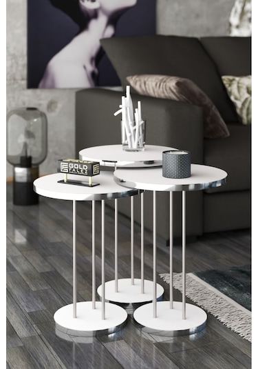 Zigon Sehpa Terra Gümüş Beyaz