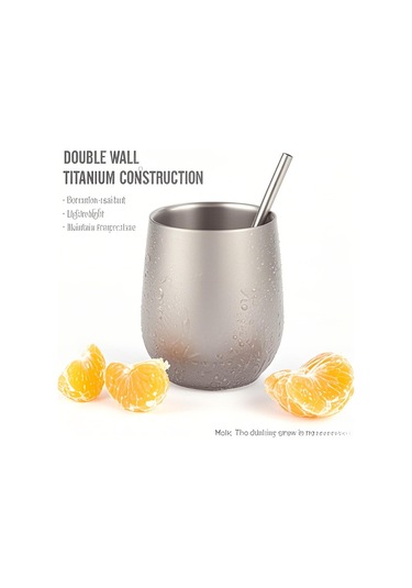 Mufunye Titanyum Çift Katlı Su Bardağı 120ml - 50g Hafif Tasarım Gümüş