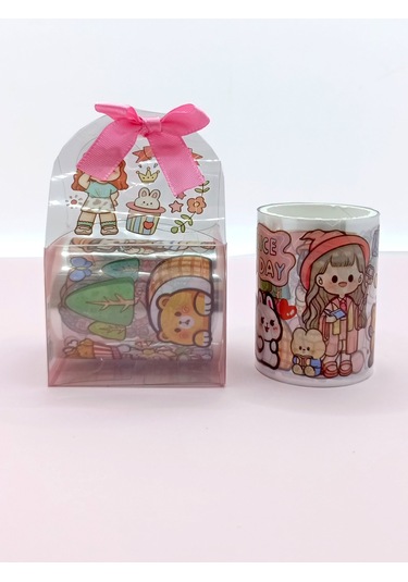 Fiyonk Çantalı Süslü Kız Şeffaf Desenli Bant - Pembe 1