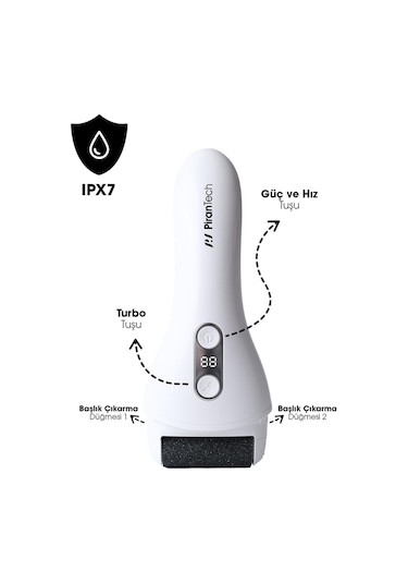 Pirantech BCM-1138T Led Ekran Göstergeli Turbo Modlu Su Geçirmez Ayak Bakım Törpüsü
