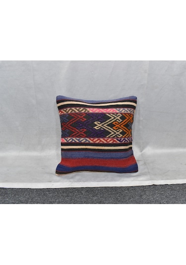 Zehra Abla Halı Yeni El Dokuma Dekoratif Kilim Kırlent Yastık Kılıfı 6466 Çok Renkli