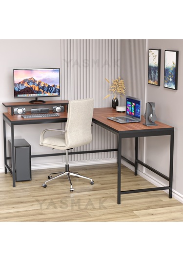 Ceviz L Tipi Çalışma Oyun Masası 270-c Dıştan Dışa 150x150 Gelmektedir Ceviz