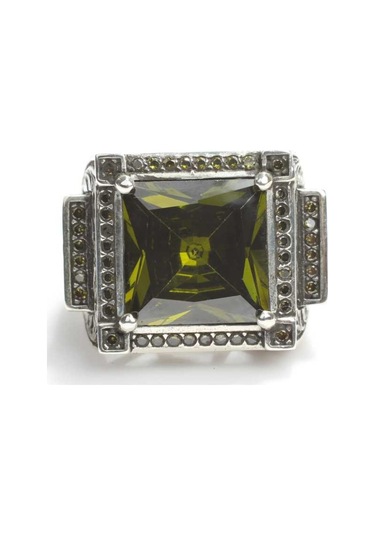 925 Ayar Gümüş Kare Peridot Taşlı Erkek Yüzük (552868294)
