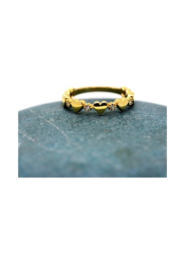 Kalp Sadakat Yemini (Pırlanta)Taşlı 14 Ayar Altın Sıralı Alyans Y