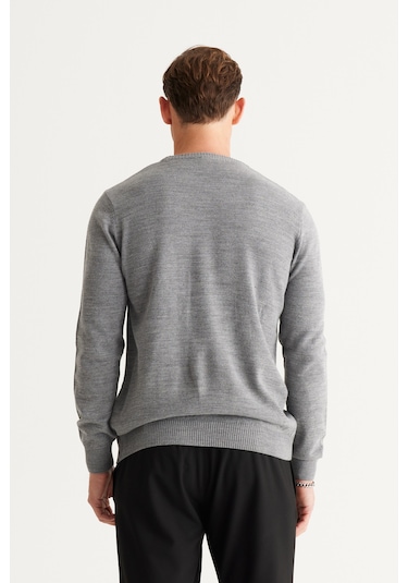 Altinyildiz Classics Erkek Gri Melanj Standart Fit Normal Kesim Bisiklet Yaka Triko 4A4923100001GMJXXL Gri Melanj