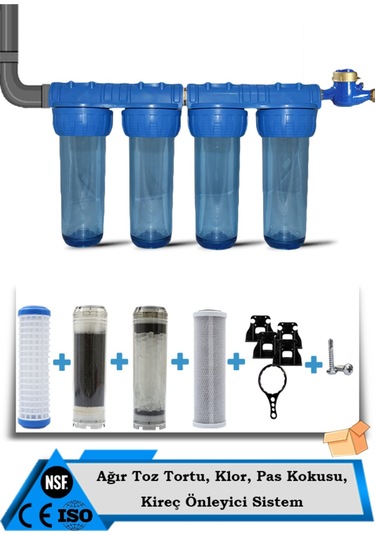 Daire Bina Sayaç Girişi 4 Aşama Su Arıtma Cihazı Kireç ,tortu , Koku Önleyici Yumuşatma Sistemi .