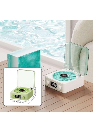Vintage Vinil Plak Çalar Bluetooth Hoparlör Ayarlanabilir Işıklı Kablosuz Taşınabilir Retro Vinil Plak Çalar