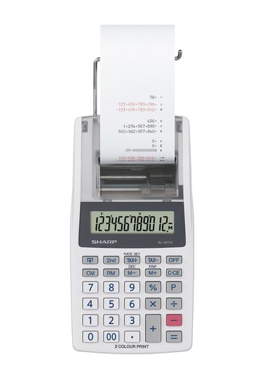 Sharp El-1611v 12 Hane Şeritli Hesap Makinesi Beyaz - Gri