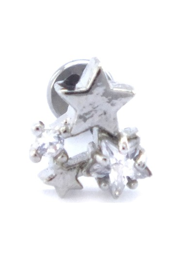 Ferizz 316l Çelik Zirkon Taşlı Yıldızlı Piercing Prc-195 Gümüş