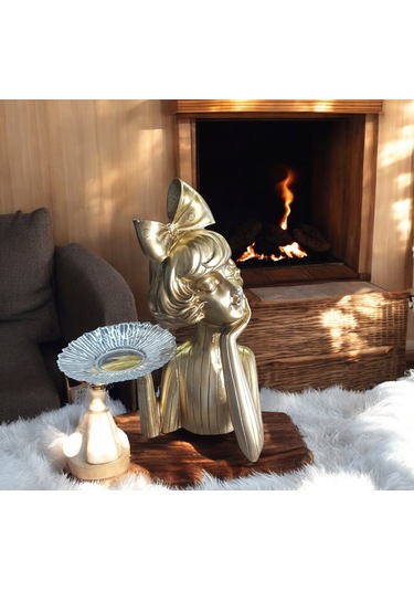 20cm-30cm Ebatlarında Kırılmaz Polyester Tepsili Kız Biblo