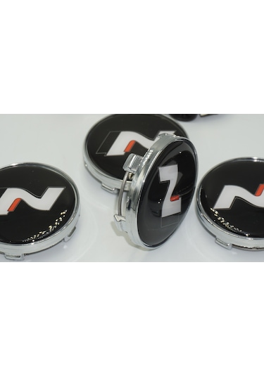 Hyundai N Line Logo Jant Göbeği Gümüş Siyah Kapak Seti 60mm