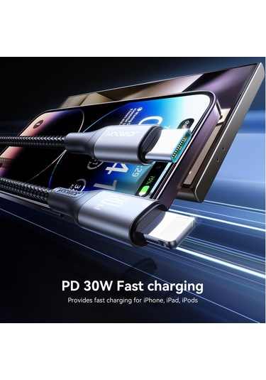 Joyroom S-a28 Flaş Serisi 60w 480mbps Hızlı Şarj Veri Kablosu, Type-c - 8 Pin Kablo, Uzunluk: 1m Siyah