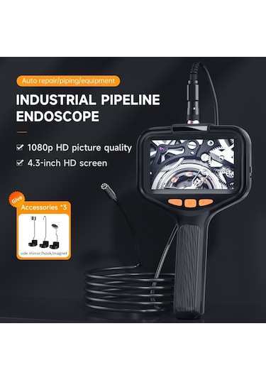 Işıklı Endoskop Kamerası, 4,3 İnç Ekranlı Hd 1080p Borescope 8 Ayarlanabilir Led Işık, 16,4 Ft Sert Kablolu Muayene Kamerası