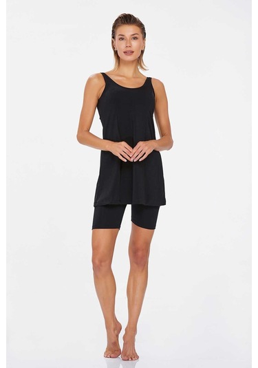 Kadın Büyük Beden Siyah Askılı Taytlı Mayo C5t5n8o3 001