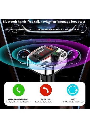 Dancemonkey Dudao R2pro+ Renkli Işık Bluetooth Araç Kiti, Eller Serbest Arama, Mp3 Çalar Pd Tip-c, Çift Usb Şarj Cihazı