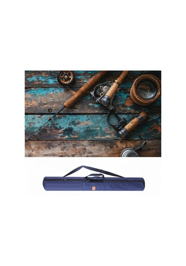 Pazly Balıkçı Çubuk Torbası - Tuval Katlanmış Seyahat Çantası Mavi