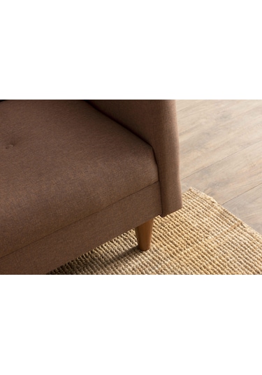 Pafu Hiko Üçlü Yataklı Koltuk - Açık Kahve Keten Açık Kahverengi