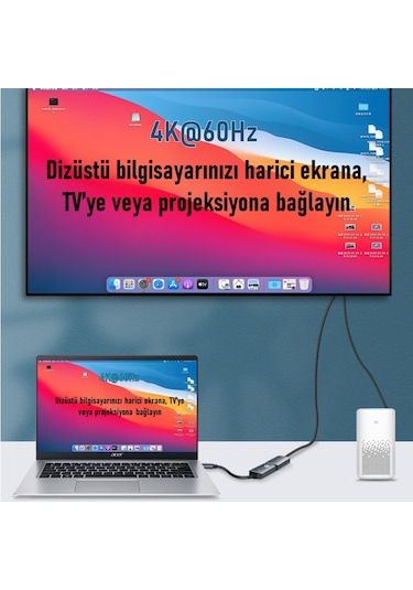 JEYI USB Type-C to HDMI 4K/60Hz Dönüştürücü Çevirici Adaptör