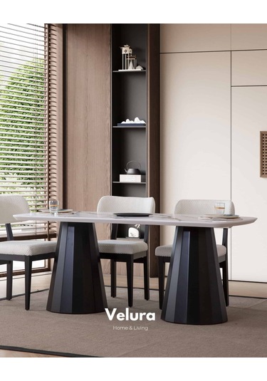 Alora Yemek Odası Takımı Yemek Masası + 4 Adet Sandalye Siyah