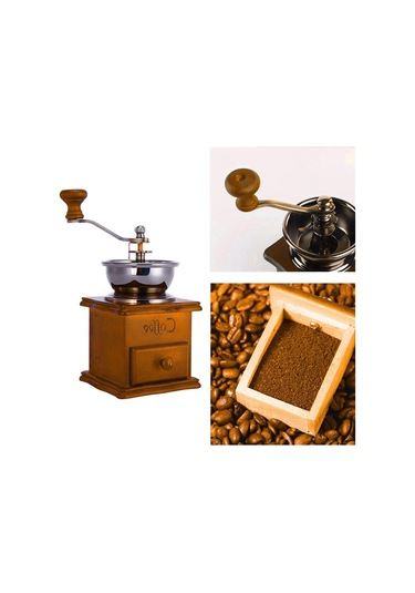 Kahve Öğütücü Makinesi Çekirdeği Antik Görünüm Ahşap Taban