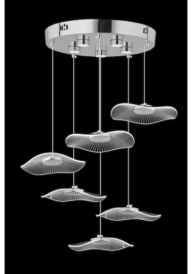 İstanbul Avize Şapka 6'lı Gümüş Üç Renk Led Lüx Modern Ledli Aviz