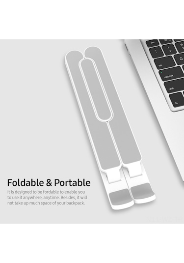 Wezone 17 İnç Altı Dizüstü Ve Tabletler İçin 7 Seviye Yüksekliği Ayarlanabilir, Foldable Taşınabilir Soğutucu Ergonomik Abs+alloy Stand Beyaz