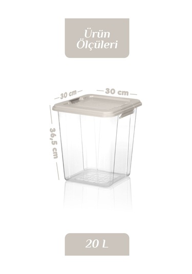 2'li Megabox 20l Saklama Kabı - Kilitli Kapaklı Çok Amaçlı Düzenleyici Kiler Depolama Oyuncak Kutusu Bej